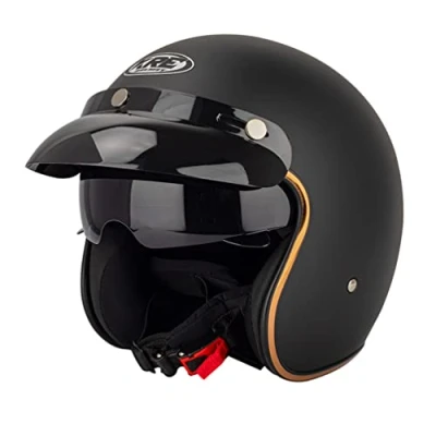 Abbildung von Jet helme mit innerer Sonnenblende Retro Motorradhelm Chopper Scooter 3/4 Casco Moto DOT