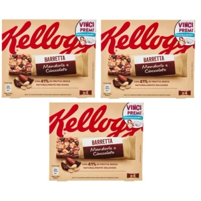 Abbildung von Kellogg&#039;s Barretta Mandorle e Cioccolato Mandel und Schokoriegel ( 4 x 32g ) 128g Riegel mit 41% Trockenfrüchten