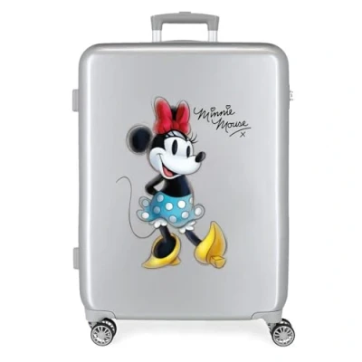 Abbildung von Disney 100 Minnie Joyful Mittelgroßer Koffer, Grau, 48 x 70 26 cm, starres ABS, integrierter TSA Verschluss, 81 l, 2 kg, 4 Doppelräder