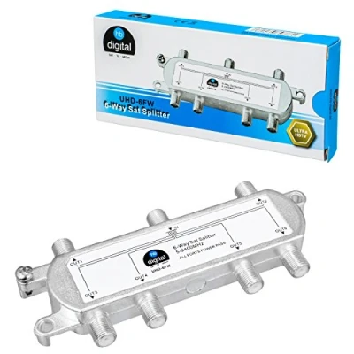 Abbildung von HB digital SAT BK UKW Verteiler 6 Fach Splitter (6 Wege) 5 2400 MHz &amp; analog tauglich voll geschirmt mit Spannungsdurchlass DVB S S2 FM Kabelfernsehen C