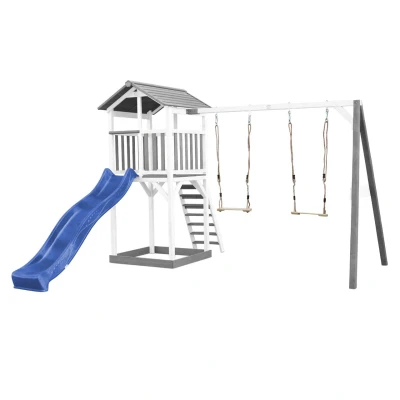 Abbildung von Beach Tower Spielturm mit Doppelschaukel Blaue Rutsche