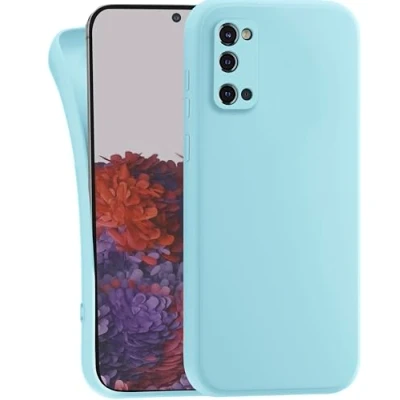 Abbildung von MyGadget Hülle kompatibel mit Samsung Galaxy S20 robuste Handyhülle TPU Case Slim Silikonhülle Back Cover Kratzfest Schutzhülle Matt Hellblau