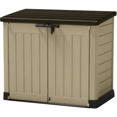 Abbildung von Keter Aufbewahrungsbox &quot;Store It Out MAX 1200L&quot;, Mülltonnenbox in Holzoptik