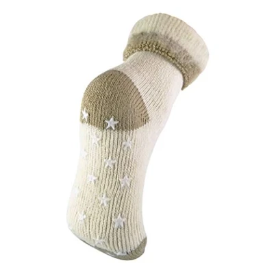 Abbildung von sock snob Damen Creme Winter Alpaka Wolle Anti Rutsch Kuschelsocken mit Sternen Abs (37/42, 07 Beige)