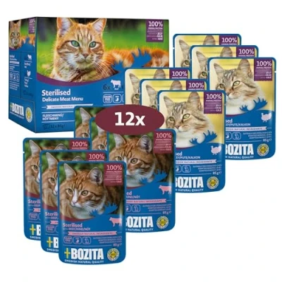 Abbildung von Bozita Sterilised Häppchen in Gelee mit Fleisch Multibox 12x85 g Pouch Nassfutter für Katzen im Portionsbeutel