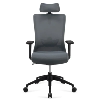 Abbildung von Amazon Basics ergonomischer Chefsessel mit hoher Rückenlehne und verstellbarer Kopfstütze, Armlehnen Lendenwirbelstütze, Grau, 63 x 59,5 124 cm (Früher Movian)