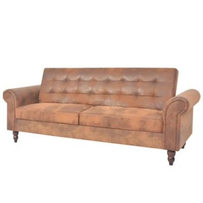 Abbildung von vidaXL Schlafsofa Armlehnen Kunstleder Braun Sofa Bettsofa Couch Schlafcouch