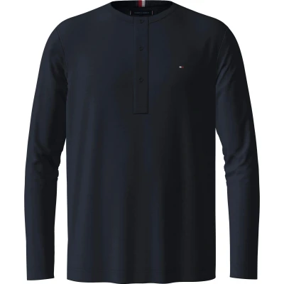 Abbildung von Tommy Hilfiger Henley Langarmshirt, Herren, Größe: Small, Desert sky