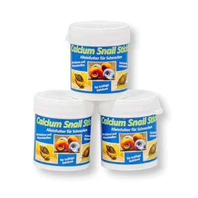 Abbildung von AQ4Aquaristik Calcium Snail Sticks Futtersticks für Schnecken als Alleinfutter mit Kalzium und Vitaminen kräftige Schneckenhäuser, 3x45g=135g