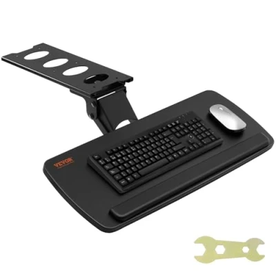 Abbildung von VEVOR Tastaturablage unter dem Schreibtisch Große 250 x 635 mm, 0 220 mm Höhe Einstellbar, Keyboard, Tastaturauszug für Büro, zu Hause usw.