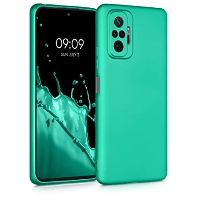 Abbildung von kwmobile Case kompatibel mit Xiaomi Redmi Note 10 Pro Hülle Schutzhülle aus Silikon metallisch schimmernd Handyhülle Metallic Türkis