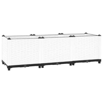 Abbildung von vidaXL Hochbeet, Kräuterbeet Gemüsebeet zum Selber Bauen, Blumenkasten im Rattan Look, Pflanzkasten für Garten Terrasse Balkon, Polypropylen