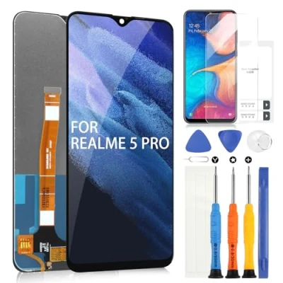 Abbildung von ARSSLY LCD Display für Oppo Realme 5 PRO RMX1971 RMX1973 Digitizer Touchscreen Ersatzteil Montage mit Werkzeugen (Schwarz, 6,3 Zoll)