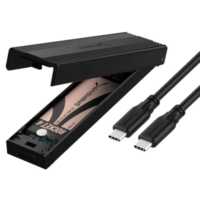 Abbildung von SABRENT NVMe Gehäuse und m2 SATA SSD Adapter (M Key, M+B Key) USB C 3.2X2 10Gbps Kühlkörper Design (EC SNVE)