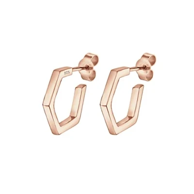 Abbildung von Elli Ohrringe Damen Hexagon Creolen im Geo Minimal Look in 925 Sterling Silber vergoldet