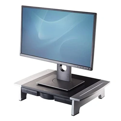 Abbildung von Fellowes Monitorständer Office Suites, höhenverstellbar zwischen 107 und 159 mm, ergonomisch, für Monitore bis 28 Zoll (71,12 cm) BZW. 36 kg, FIRA Zertifiziert