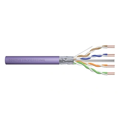 Abbildung von DIGITUS 100 m Cat 6 Netzwerkkabel F UTP Simplex BauPVO Eca LSZH Halogenfrei 250 MHz Kupfer AWG 23/1 PoE+ Kompatibel LAN Kabel Verlegekabel Ethernet Violett