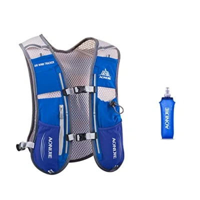 Abbildung von AONIJIE 5L Multifunktionale Ultrleicht Fahrradrucksack / Trinkrucksack Getränketasche mit 500ml Trinkflasche für Wandern, Training, Laufen, Klettern (Blau Trinkflasche)