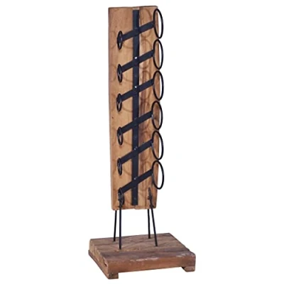 Abbildung von vidaXL Teak Massiv Weinständer für 6 Flaschen Vintage Retro Freistehend Weinregal Flaschenständer Flaschenregal Weinschrank 35x35x100cm