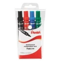 Abbildung von Pentel Marker Permanent konische Spitze Pochette de 4 Schwarz/Blau/Rot/Grün