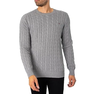 Abbildung von GANT Cable Cneck Strickpullover, Herren, Größe: 4XL, Grey melange