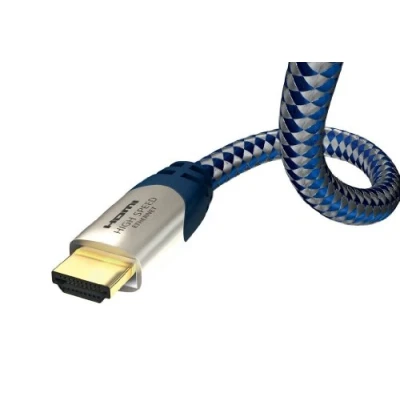 Abbildung von inakustik 0042305 Premium High Speed HDMI 2.0b Kabel mit Ethernet Für die Übertragung von Ultra HD Signalen 5m in Blau 2160p 4K@50/60Hz Audio Return Channel HDR Support