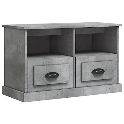 Abbildung von vidaXL TV Schrank, Fernsehtisch mit 2 Fächern Schubladen, Fernsehschrank Lowboard für Wohnzimmer Schlafzimmer, Board Sideboard, Betongrau Holzwerkstoff