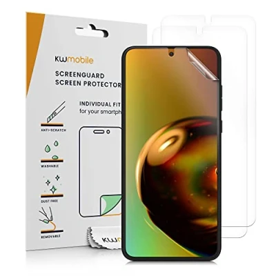 Abbildung von kwmobile 3X Displayschutzfolie kompatibel mit Motorola Edge 30 Neo Folie klare Schutzfolien Set in transparent