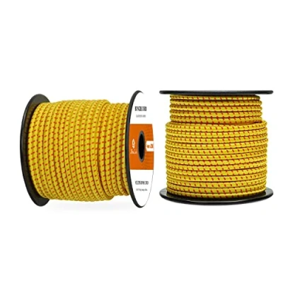 Abbildung von Abma Cord Gummiseil Expanderseil 4mm 20M Gummischnur UV Beständig Planenseil 100% Dehnung Spannseil für Plane, Anhängerplane, Sonnensegel, Zelte, Banner Gelb &amp; Rot