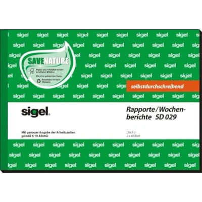 Abbildung von Sigel 5 x Formularbuch Wochenbericht A5 quer selbstdurchschreibend 2x40 Blatt