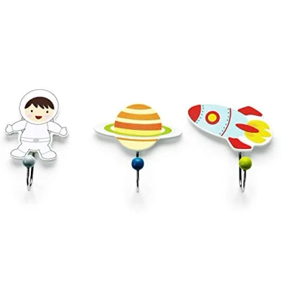 Abbildung von Mousehouse Gifts Kinder Kleiderhaken Set Astronaut, Rakete Holz 3 Stück