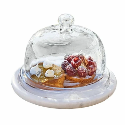 Abbildung von Mirabeau Vorratsdose Glasglocke mit Platte Barnsdale klar/weiß, Glocke: Glas, Platte: Marmor