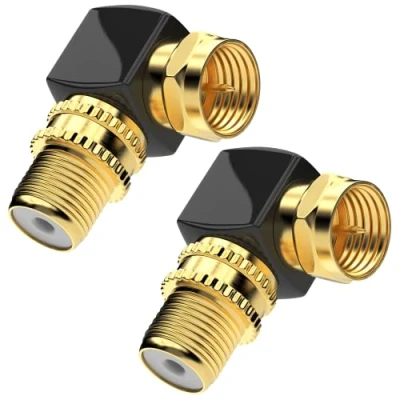 Abbildung von RedStar24 Sat F Stecker Winkel Adapter 90 Grad Massiv für Koaxialkabel Winkelstecker Winkeladapter gewinkelt Kabel Antennenkabel Kupplung Vergoldet 2 Stück