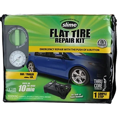 Abbildung von Slime 50122 Reifenpannen Set, inkl. Dichtmittel und Reifenfüllpumpe, analog, geeignet für Autos andere Autobahnfahrzeuge, 10 Min Fix