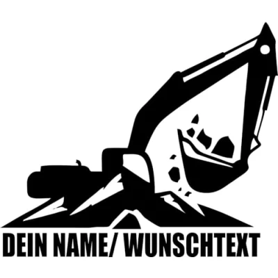 Abbildung von Rakelfix Bagger Aufkleber mit Deinem Wunschtext/Namen Tiefbau Strassenbau Abriss Kran Erdarbeiten Sticker