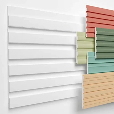Abbildung von HEXIMO Lamellenwand (3.67 m²) aus XPS Lamellen Wandpaneele Lamellenverkleidung Akustikpaneele weiß (8 Paneele, HLM 1 01 weiß) Wandplatten wall panels Schaumstoff