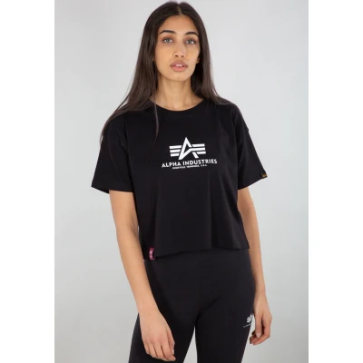 Abbildung von Alpha Industries Basic Tshirt print, Damen, Größe: Large, Black