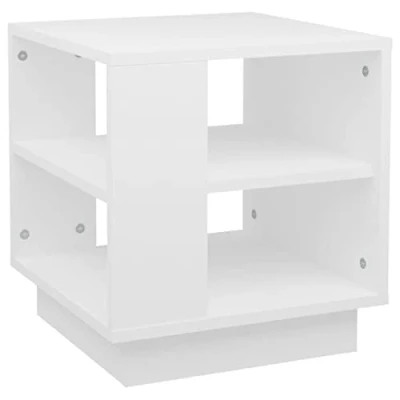 Abbildung von vidaXL Couchtisch mit 2 Ablagen Beistelltisch Wohnzimmertisch Kaffeetisch Sofatisch Teetisch Tisch Wohnzimmer Weiß 40x40x43cm Holzwerkstoff