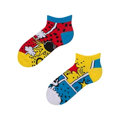 Abbildung von Dedoles Sneaker Socken Low Cut Füßlinge Kinder Mädchen Jungen Baumwolle lustiges Design Geschenk links rechts verschieden, 1 Paar, Farbe Mehrfarbig, Motiv Colorful Comics sneaker, Gr. 27 30