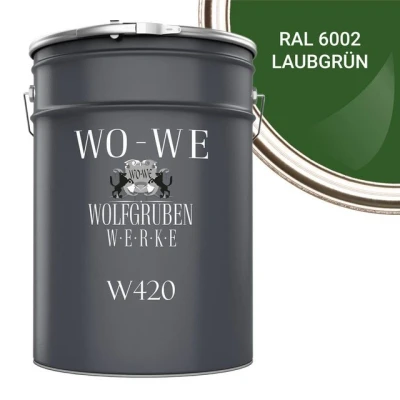 Abbildung von WO WE Holzfarbe Holzlack Wetterschutzfarbe Außen &amp; Innen Laubgrün ähnl. RAL 6002 10L