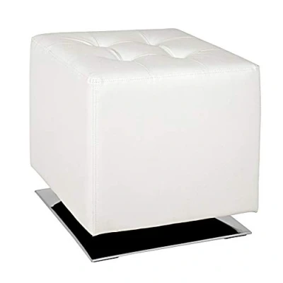 Abbildung von HAKU Möbel Hocker Chrom, weiß, Kunstleder, Metall Maße: B 40 cm x H 42 T cm, Style: Modern