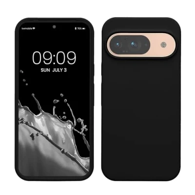 Abbildung von kwmobile Hülle kompatibel mit Google Pixel 9 / Pro Silikon Handy Case Handyhülle weiche Oberfläche kabelloses Laden Schwarz