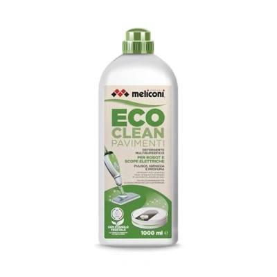 Abbildung von Meliconi Eco Clean Bodenreiniger für elektrische Besen und Roboter, Multi Oberfläche, 1L, Hergestellt in Italien