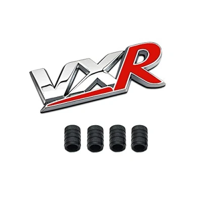 Abbildung von HIGGER 1 Stücke 3D Metall VXR Logo Auto Abzeichen Emblem Aufkleber + 4 Rändel Stil Mit Kunststoffkern Ventilkappen für Universal Car Styling Dekorative Accessoires