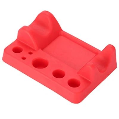 Abbildung von Tattoo Tool Stifthalter, Silikon Maschine Halter Wattestäbchen Stifthalter Farbe Becherhalter mit Kreisen/Rechteck/Bogenform, rot