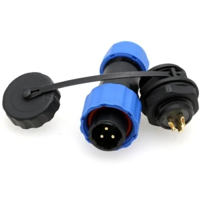 Abbildung von ZBLZGP SD16 3 poliger Einbaustecker Industrielle Stromversorgung Wasserdicht IP68 Kunststoff Stecker Buchse Schnellkupplung für Außenlampe