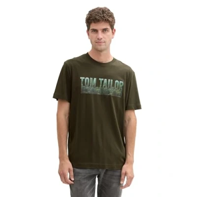 Abbildung von TOM TAILOR Herren Basic T Shirt mit V Ausschnitt,11172 Dark Rosin Green, M