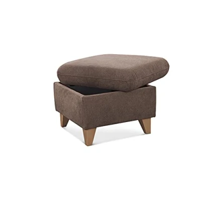 Abbildung von CAVADORE Hocker Lotta / Skandinavischer Stauraumhocker als Beistellhocker oder Fußhocker 58 x 47 Webstoff Paris Taupe Quadratisch