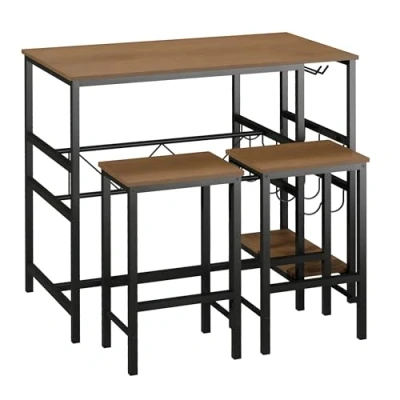 Abbildung von HOMCOM Bartisch Set mit 2 Barhockern