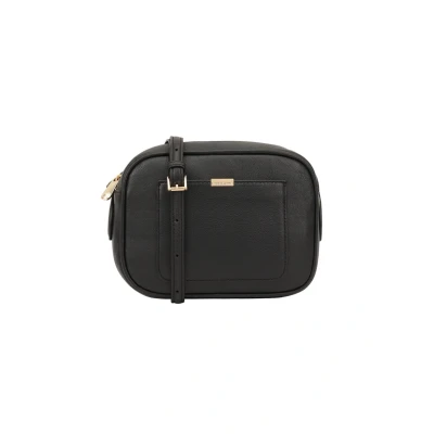 Abbildung von PAUL COSTELLOE Sazava Umhängetasche aus echtem Leder mit verstellbarem Riemen und goldfarbenen Metallteilen stilvoll vielseitig über der Schultertasche für Damen, jet black, Small